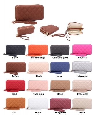 Double Zip Quilted Wallet QW0012